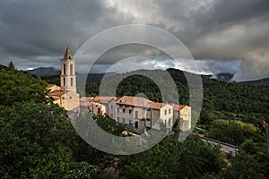 View of a mountain village in Corsica.