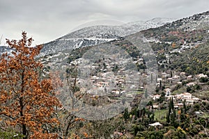 View of a mountain village on a winter day