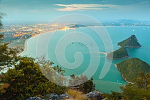 View from the mountainon the bay in Prachuap Khiri Khan