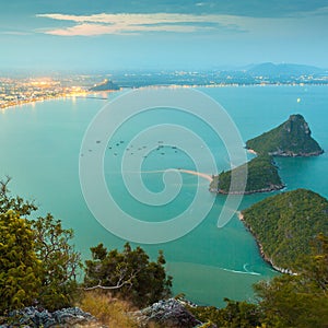 View from the mountainon the bay in Prachuap Khiri Khan