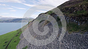 View of the Mountainous Scottish Landscape on the Holy Isle