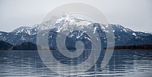 View of the mountains above Lake Mondsee