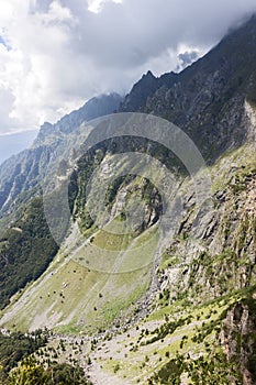 A view of the mountains above Valbondione, in the upper Seriana Valley, photo