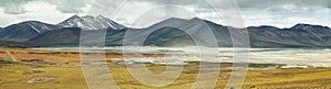 View of mountains and Aguas calientes or Piedras rojas salt Lake in Sico Pass