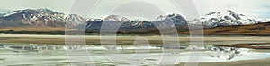 View of mountains and Aguas calientes or Piedras rojas salt Lake in Sico Pass