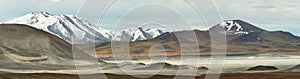 View of mountains and Aguas calientes or Piedras rojas salt Lake in Sico Pass