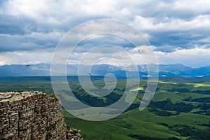 View of the mountains and the Bermamyt plateau in the Karachay-Cherkess Republic, Russia