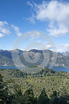 View of the mountains, forests and plants of Circuito Chico, Argentina