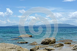 View of the mountains and islands from puerto galera photo