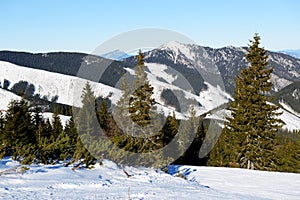 The view on mountains in Jasna Low Tatras