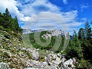 View of mountains in Julian alps at Slemenova Spica photo