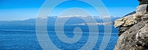 View from the mountains of Liguria in winter days with an blue sky from the sea