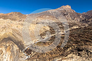 View of the mountains from the monastery in the village Jharkot