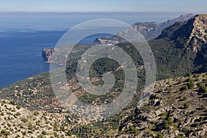 View of the mountains near Valldemosa in Mallorca Balearic islands photo