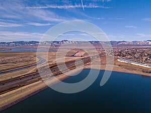 View of mountains over chatfield reservoir