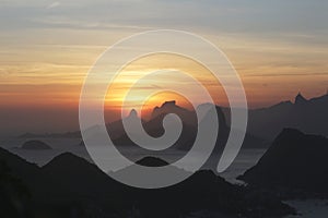 View of the Mountains of rio de Janeiro during Sunset photo