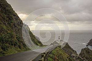 a view of mountains and sea in Cape Ortegal , Spain