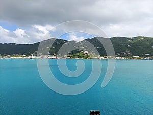 A view of mountains in Tortola, British Virgin Islands from sea ,November 18 2021