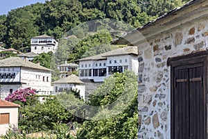 View of the mountains village of Pinakates South Pelion with traditional houses Prefecture of Magnesia, Greece