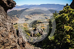 View of the mountains and villages around Quetzaltenango from La Muela, Quetzaltenango, Altiplano, Guatemala photo