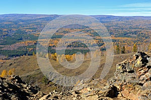 View from mountaintop on autumn forest