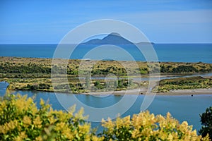 View of Moutohora Island in the distant from Puketapu Lookout at Whakatane town in New Zealand