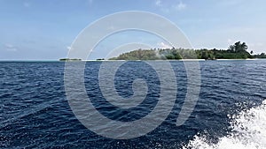 View from the moving Speedboat at Maafushi Maldives