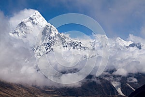 View of mt. Ama Dabla from route to Cho La Pass, Solu Khumbu, Nepal photo