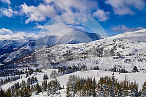 A view of Mt Brett from Mt Standish  in Banff National Park in the Canadian  Rockies