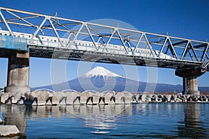 View of Mt Fuji and Tokaido Shinkansen