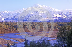 View of Mt. McKinley and Mt. Denali from George Park Highway, Route 3, Alaska