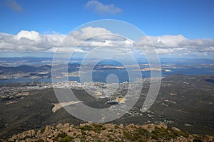View from Mt Wellington to Hobart. Tasmania