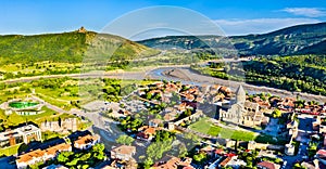 Svetitskhoveli Cathedral and Jvari Monastery in Mtskheta, Georgia photo