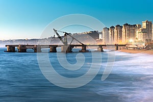 View of Muelle Vergara at dusk in ViÃ±a del Mar