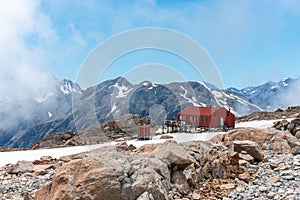 View of Mueller Hut in Mount Cook National Park, New Zealand