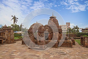 The view `Muktesvara temple:, beautifully decorated and ornate arch that marks the entrance in the ancient 11th century