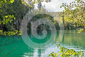 View of multiple waterfalls at plitvice lakes croatia