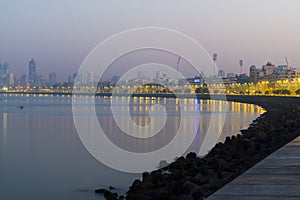 View of mumbai city highrise along marine drive