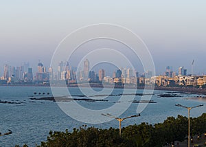 View of mumbai highrise along marine drive