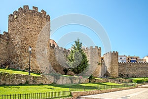 View at the Muralla Wall of town fortification of Plasencia - Spain photo
