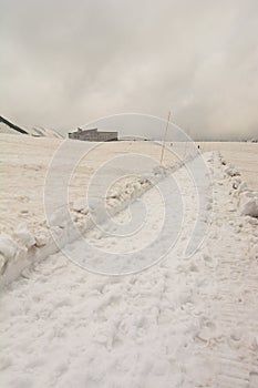 View of Murodo plateau. Tateyama Kurobe alpine route. Japan