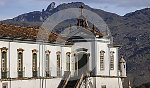View of Museu de Ciencia e tecnica and backyard mountain Ouro Branco, Ouro Preto, UNESCO World heritage site, Minas Gerais, Brazil photo