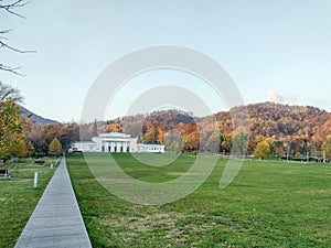 View of the Museum Ethnography in Baia Mare and the forest behind