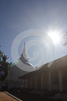 View of the Muthiyanganaya Temple, Badulla, Sri Lanka in the sunny morning.