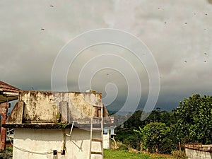 View of my hometown while cloudy sky