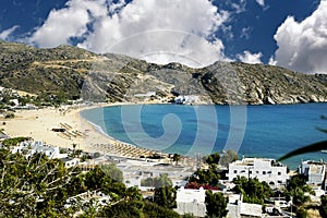 View of Mylopotas beach, Ios island, Greece