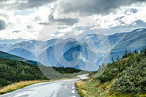 View of mysterious mountains from the Aurlandsvegen road