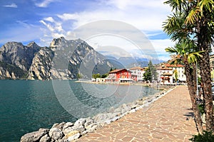 View of Nago-Torbole on the north shore of Lake Garda. Trentino, northern Italy, Europe.