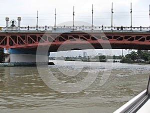 View of the Nagtahan bridge over the Pasig river, Manila, Philippines photo