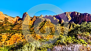 View of Nagunt Mesa, and other Red Rock Peaks of the Kolob Canyon part of Zion National Park, Utah, United Sates